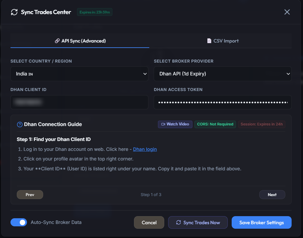 MyFinanceSheet Sync Trade Center